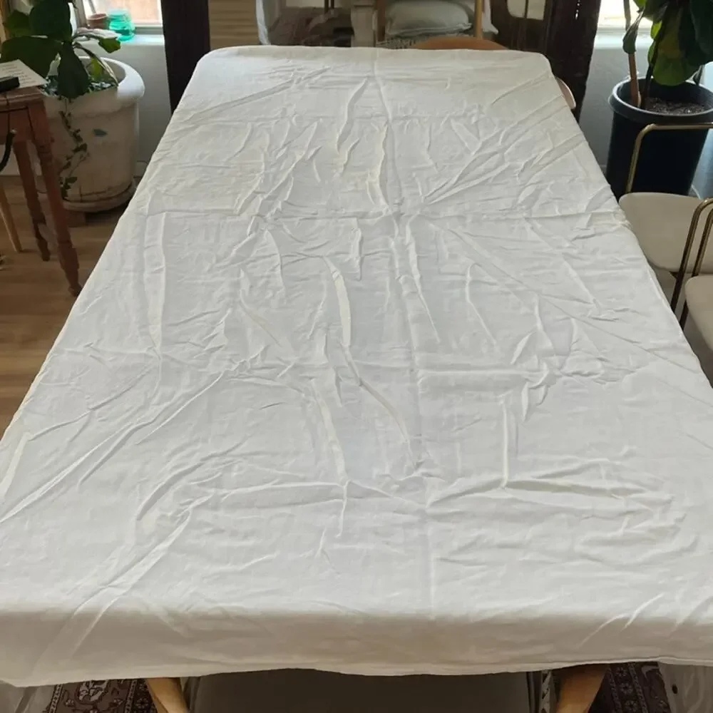 Primary Goods Full Queen Pure White Duvet Cover Linen Zip Closure Snaps